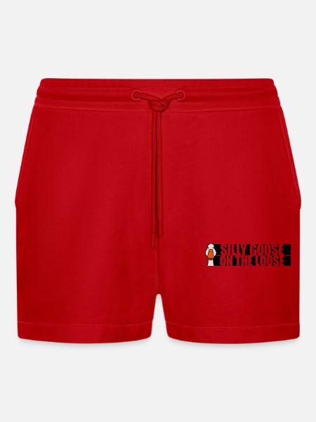 goose on the loose - Organic Relaxed Cropped Shorts Made in EU - red