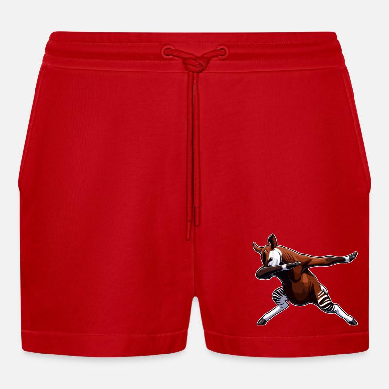 Okapi Animal Mignon Okapi - Short bio décontracté court fabriqué en UE - rouge