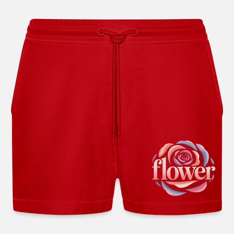 Blumen Logo - Cooles Gartendesign - Organic Relaxed Cropped Shorts Made in EU - Rot