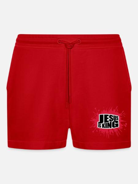 jesus is king quote - Organic Relaxed Cropped Shorts Made in EU - red