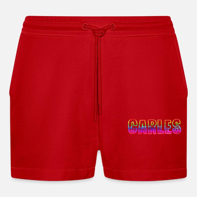 Carles RS Arc-en-ciel - Short bio décontracté court fabriqué en UE - rouge