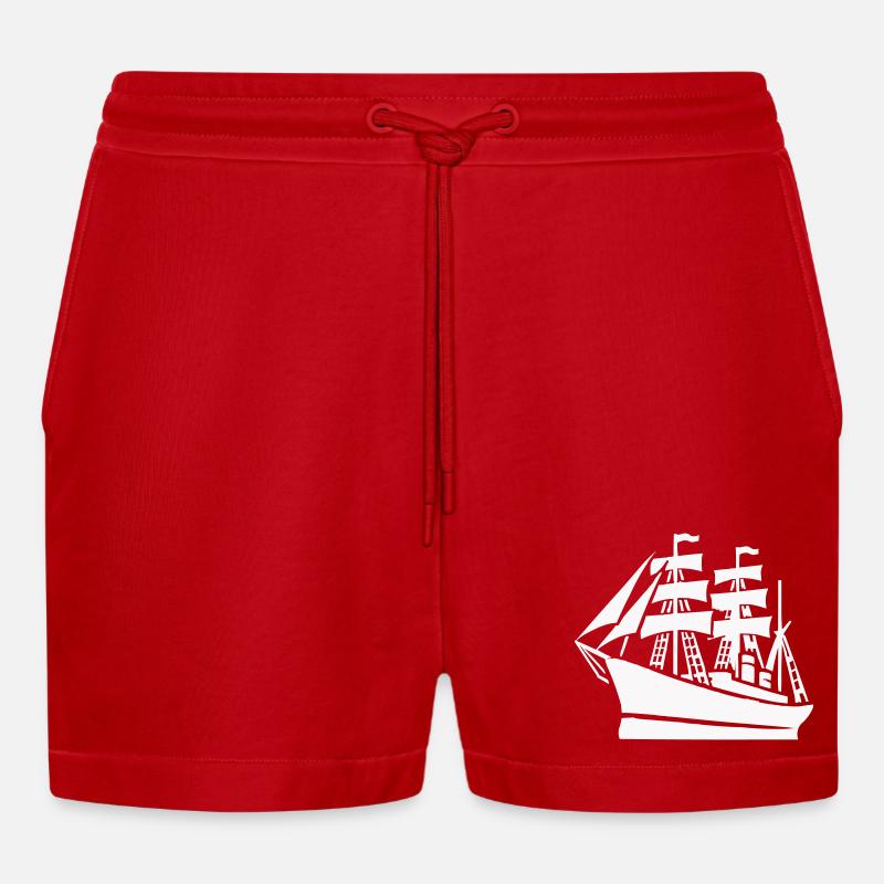 Schiff Schifffahrt - Organic Relaxed Cropped Shorts Made in EU - Rot