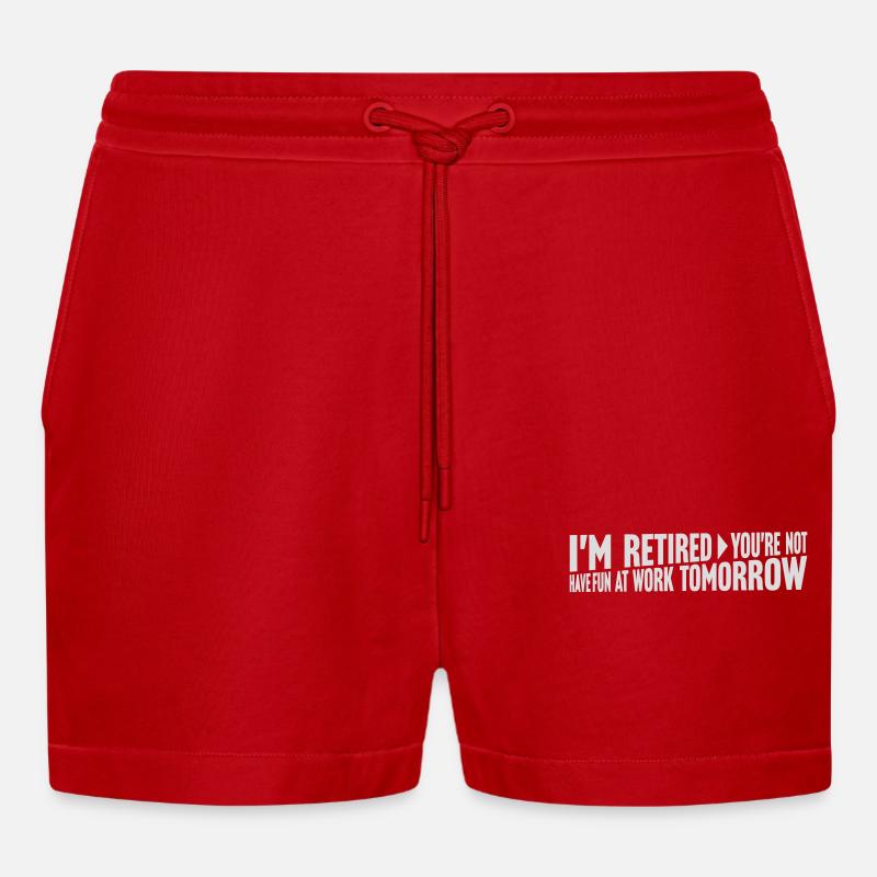 have fun at work - Organic Relaxed Cropped Shorts Made in EU - Rot
