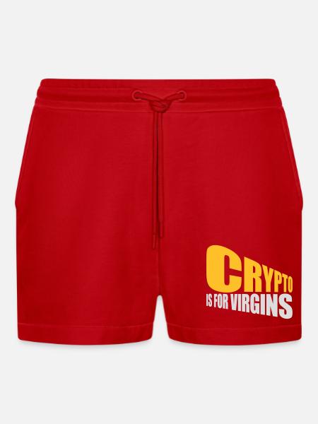 crypto is for virgins - Organic Relaxed Cropped Shorts Made in EU - red
