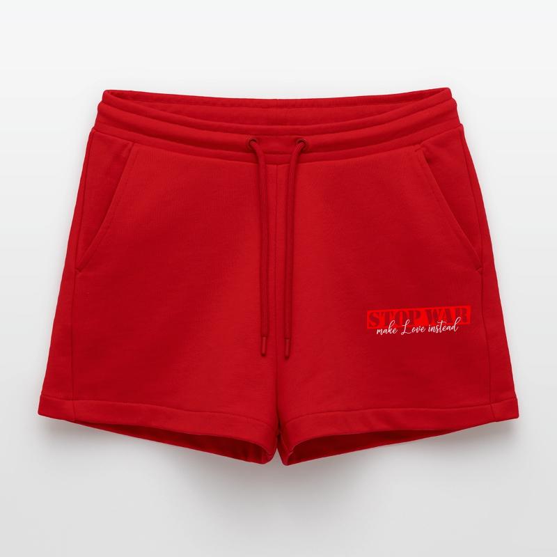 STOP WAR MAKE LOVE Vector Organic Relaxed Cropped Shorts Made in EU