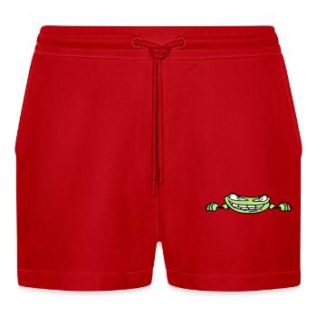 verstecken rahmen text schreiben mauer wand meme g - Organic Relaxed Cropped Shorts Made in EU - Rot - Vorne