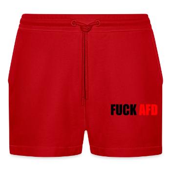 Fuck afd - Organic Relaxed Cropped Shorts Made in EU - Rot - Vorne