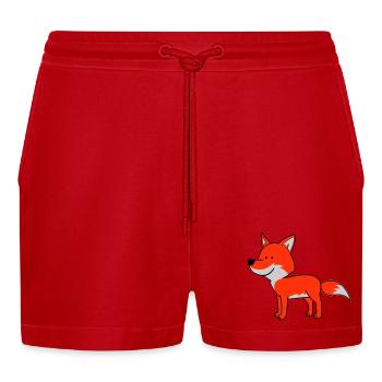 Fox 02 - Organic Relaxed Cropped Shorts Made in EU - red - Front
