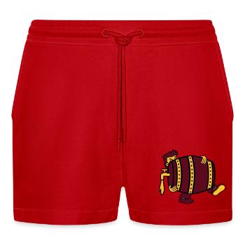 bier fass trinken durst saufen party feiern oktobe - Organic Relaxed Cropped Shorts Made in EU - Rot - Vorne