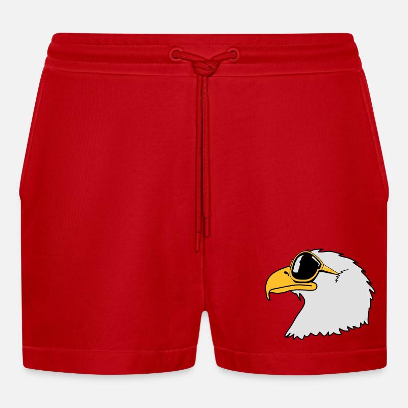 Eagle sunglasses cool bird funny - Organic Relaxed Cropped Shorts Made in EU - red