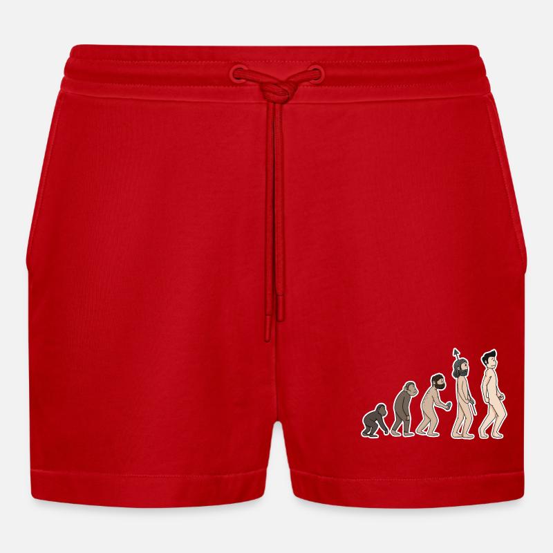 evolution - Organic Relaxed Cropped Shorts Made in EU - red