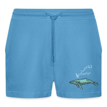 Whale Whales Sea Fish Water Sea Animal Sperm Whale - Organic Relaxed Cropped Shorts Made in EU -  Sol Blue - Front