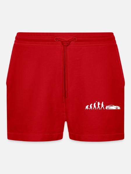 Evolution Sports Car - Organic Relaxed Cropped Shorts Made in EU - red