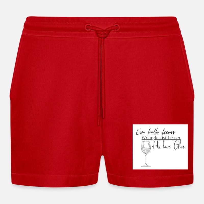 Weinglas - Organic Relaxed Cropped Shorts Made in EU - Rot
