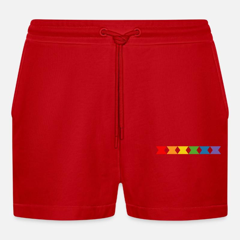 Regenbogen diabolo - Organic Relaxed Cropped Shorts Made in EU - Rot