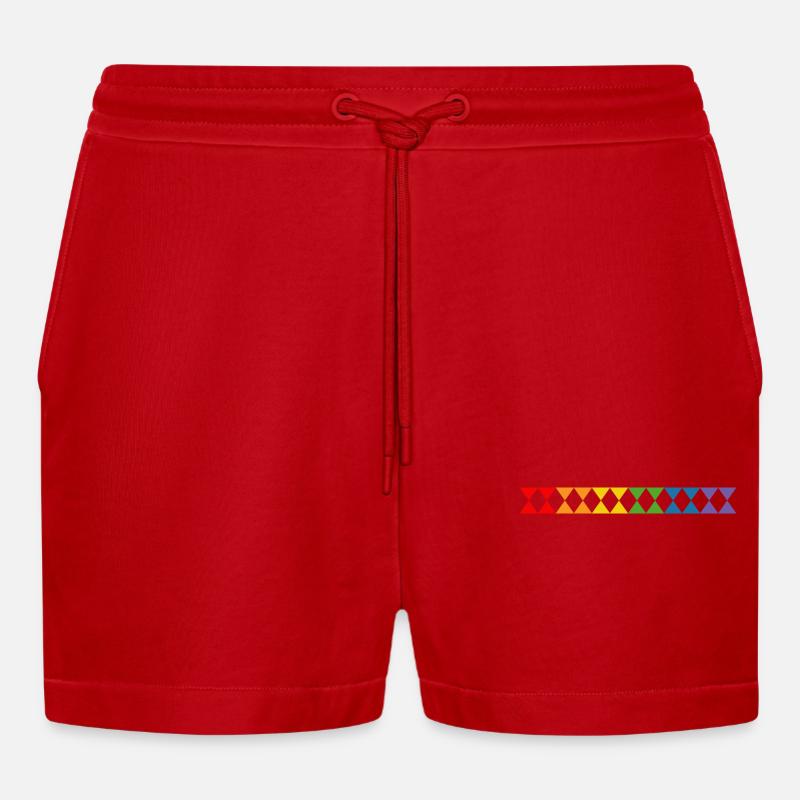 Regenbogen triangles - Organic Relaxed Cropped Shorts Made in EU - Rot