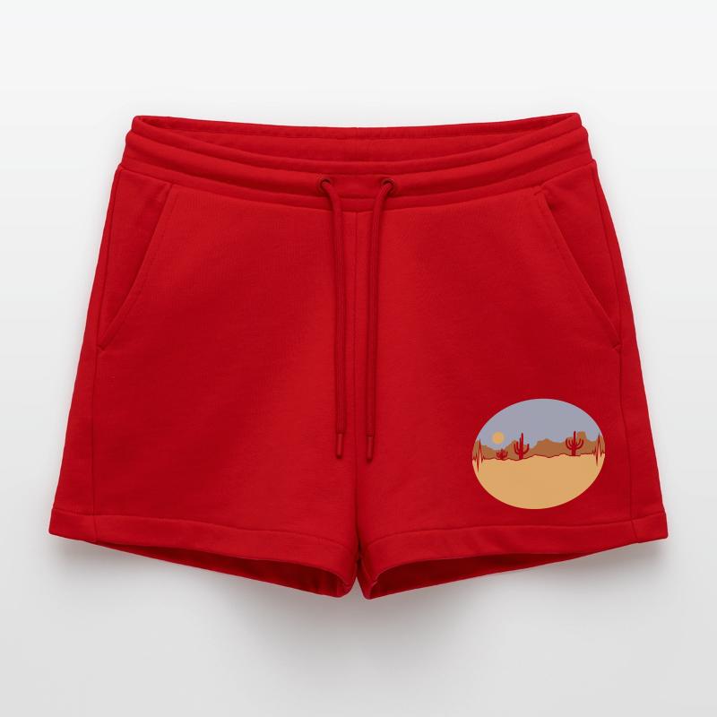 Frequenz Wüste Landschaft Silhouette Organic Relaxed Cropped Shorts Made in EU