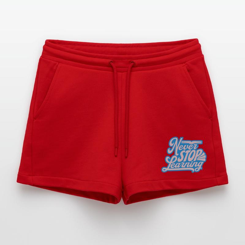 never stop learning quote Organic Relaxed Cropped Shorts Made in EU