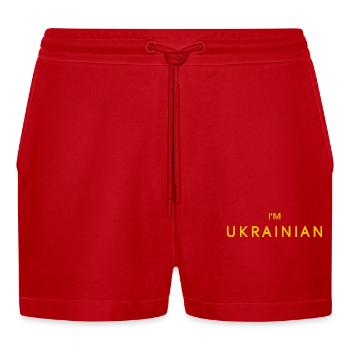 Ukraine - Organic Relaxed Cropped Shorts Made in EU - Rot - Vorne