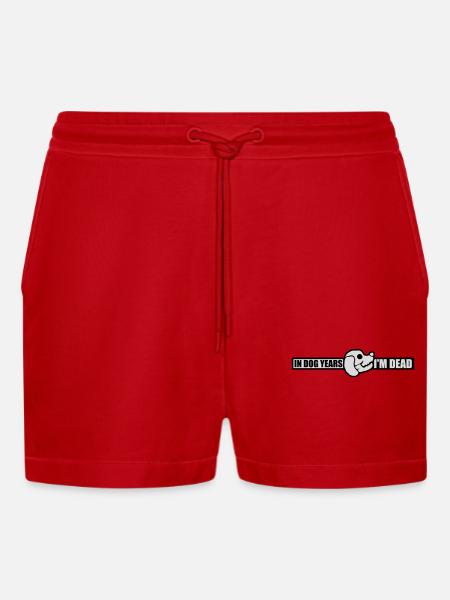 in dog years Dead - Organic Relaxed Cropped Shorts Made in EU - red