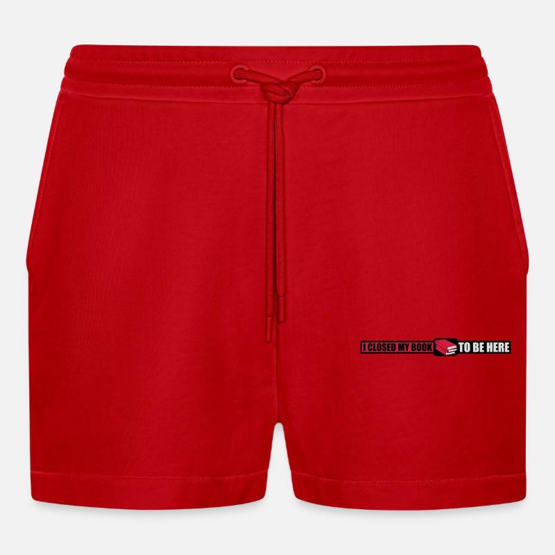 I closed my book - Organic Relaxed Cropped Shorts Made in EU - red