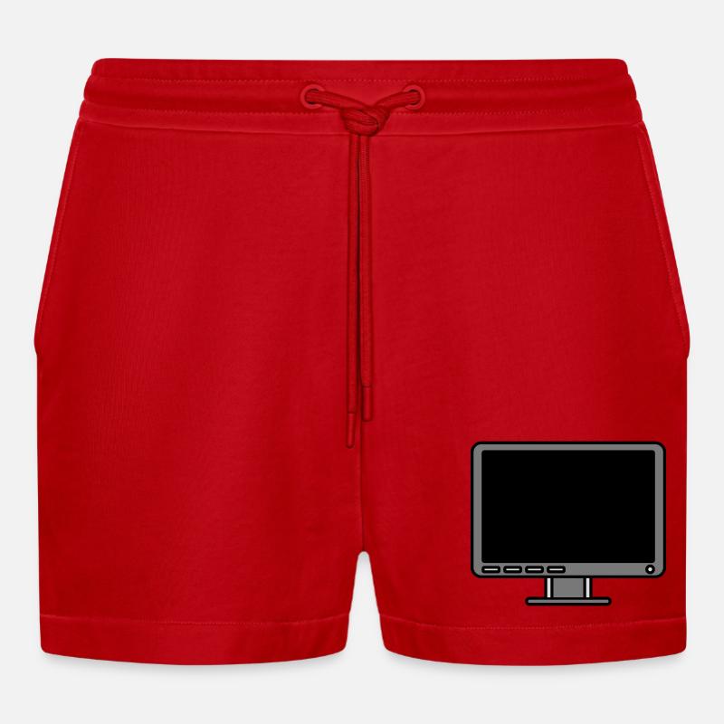 Icon Logo Computer Bildschirm - Organic Relaxed Cropped Shorts Made in EU - Rot