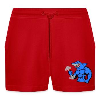 shark hai bodybuilding Hantel 1 - Organic Relaxed Cropped Shorts Made in EU - Rot - Vorne