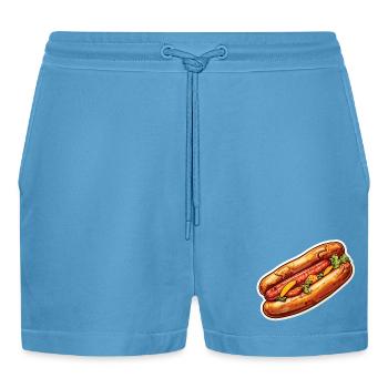 Bratwurst in a bun - Organic Relaxed Cropped Shorts Made in EU -  Sol Blue - Front