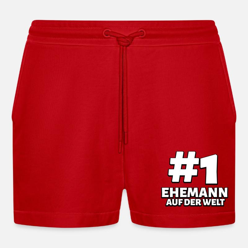 Bester Ehemann Spruch Geschenk - Organic Relaxed Cropped Shorts Made in EU - Rot