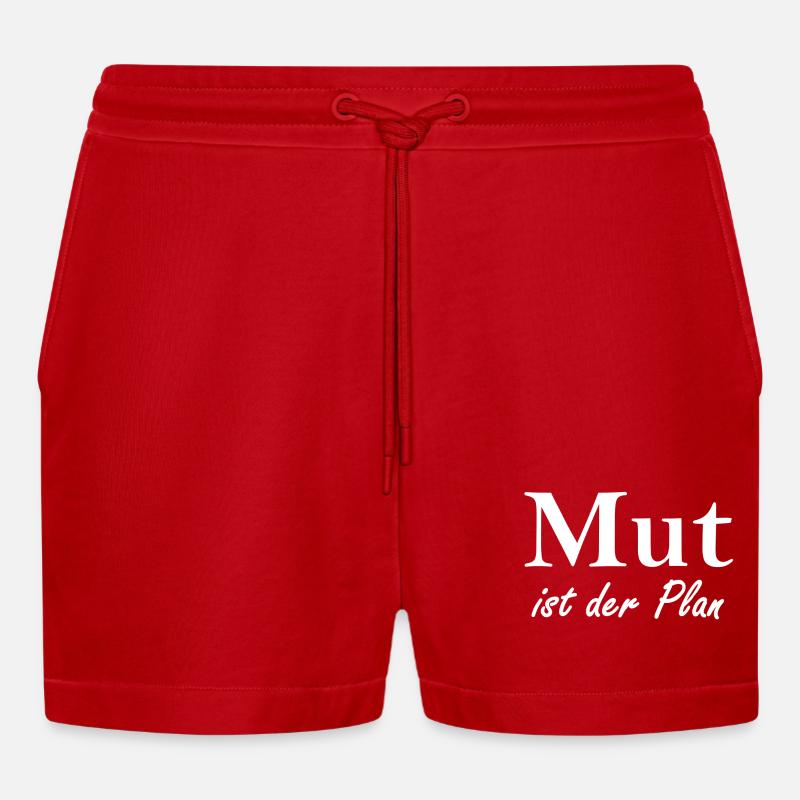 Mut ist der Plan - Organic Relaxed Cropped Shorts Made in EU - Rot