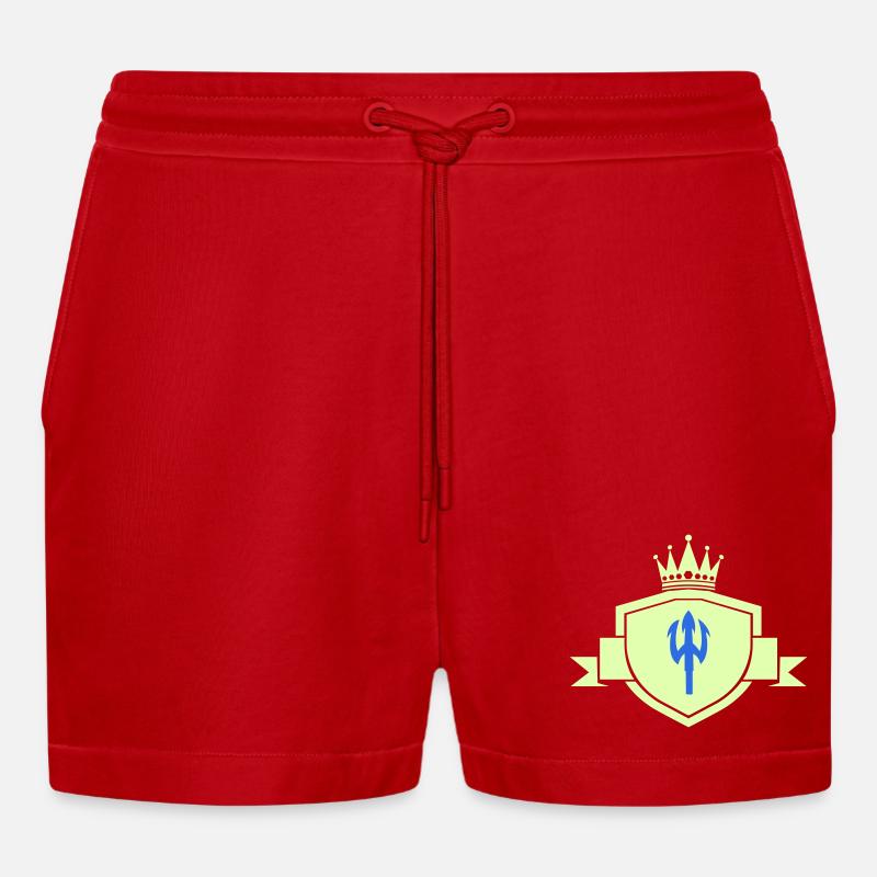 dreizack wappen - Organic Relaxed Cropped Shorts Made in EU - Rot