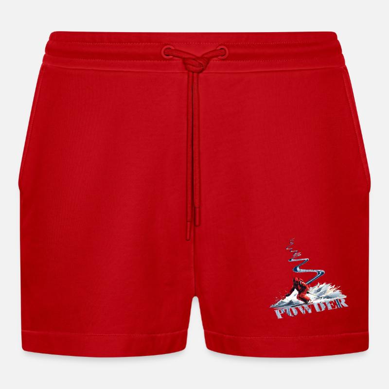 Downhill skiing Skiing Down - Organic Relaxed Cropped Shorts Made in EU - red