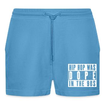 90s Hip-Hop Vibes – Golden Era - Organic Relaxed Cropped Shorts Made in EU -  Sol Blue - Front