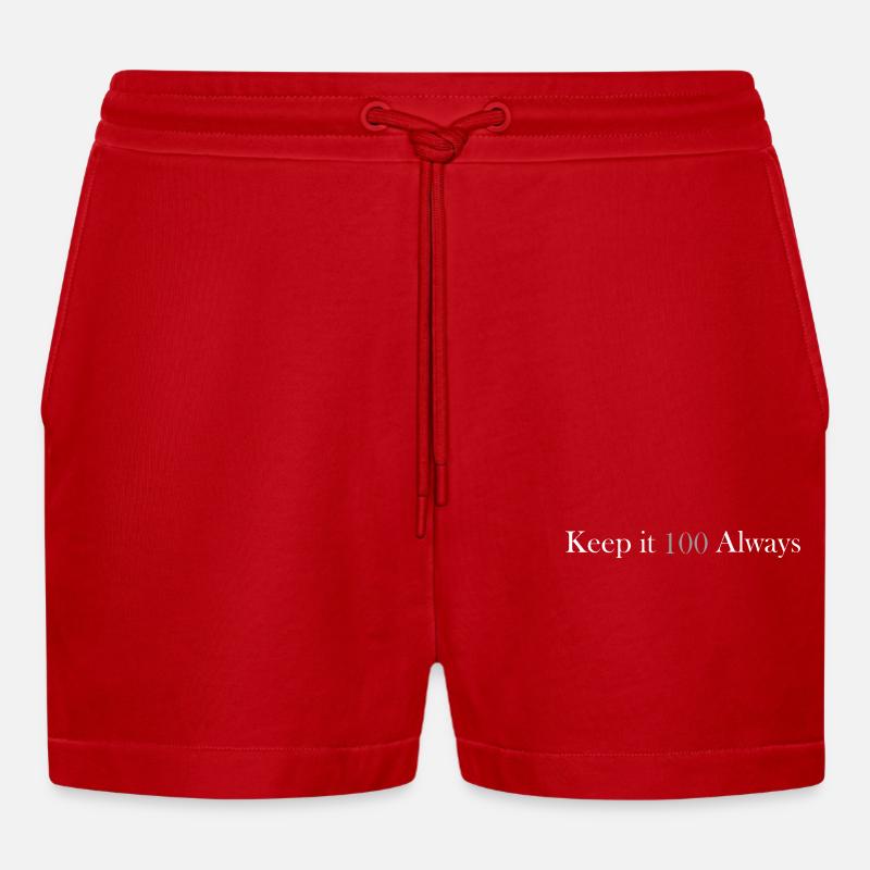 keep it 100 always - Organic Relaxed Cropped Shorts Made in EU - red