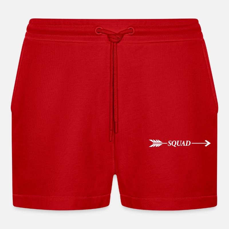 squad pfeil - Organic Relaxed Cropped Shorts Made in EU - Rot