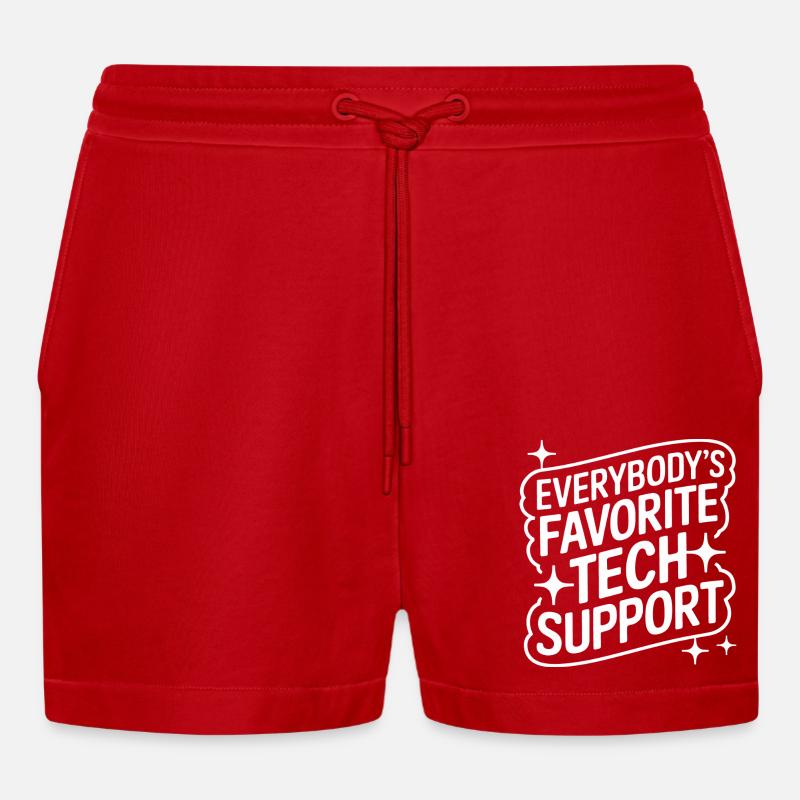 Technischer Support Computerfreak Nerd - Organic Relaxed Cropped Shorts Made in EU - Rot