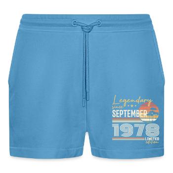 September 1978 Born in September 1978 September 1978 - Organic Relaxed Cropped Shorts Made in EU -  Sol Blue - Front