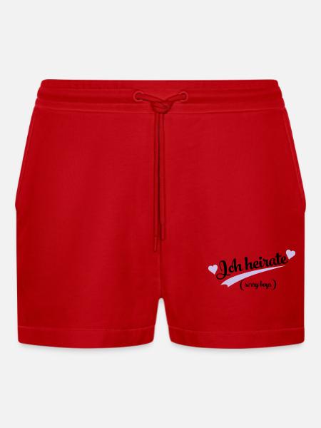 lustiger spruch - Organic Relaxed Cropped Shorts Made in EU - Rot