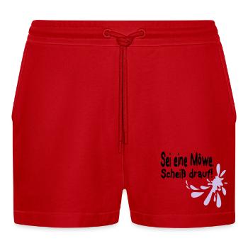 Möwen Scheiß drauf--3 - Organic Relaxed Cropped Shorts Made in EU - Rot - Vorne