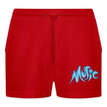 Music - Organic Relaxed Cropped Shorts Made in EU - Rot - Vorne