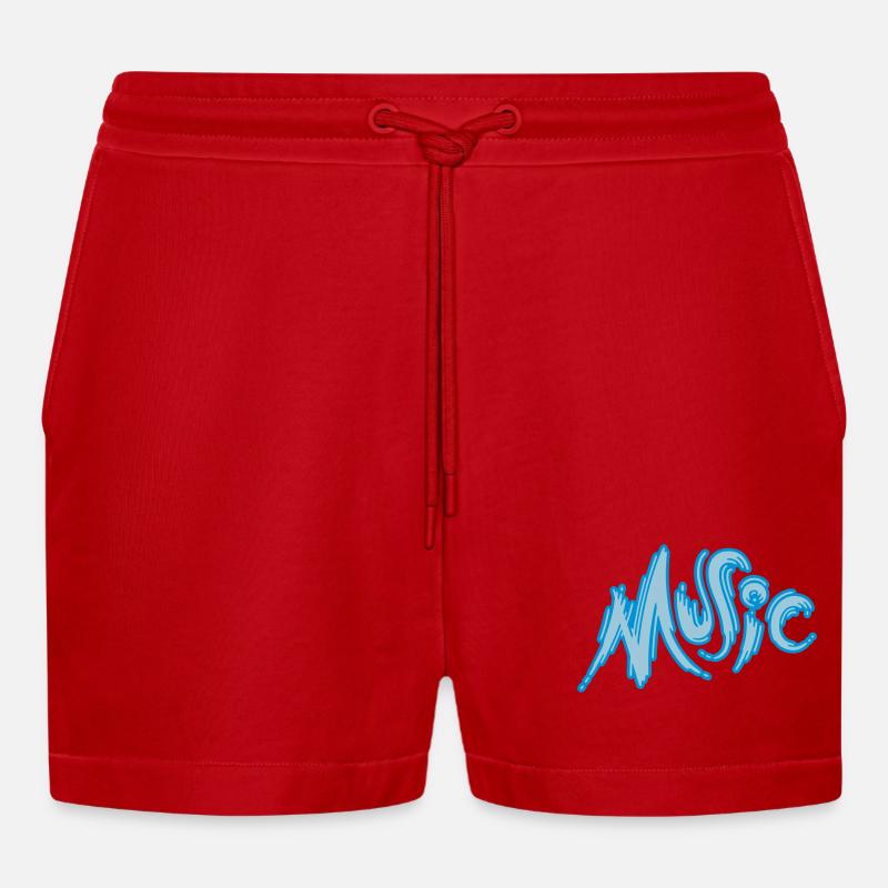 Music - Organic Relaxed Cropped Shorts Made in EU - Rot