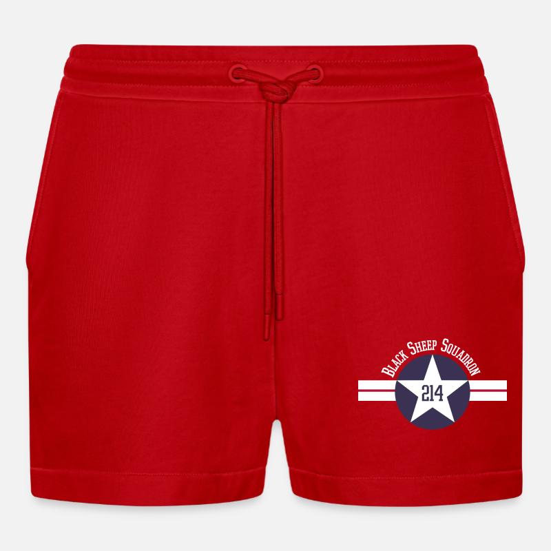 WMF 214 Geschwader - Organic Relaxed Cropped Shorts Made in EU - Rot