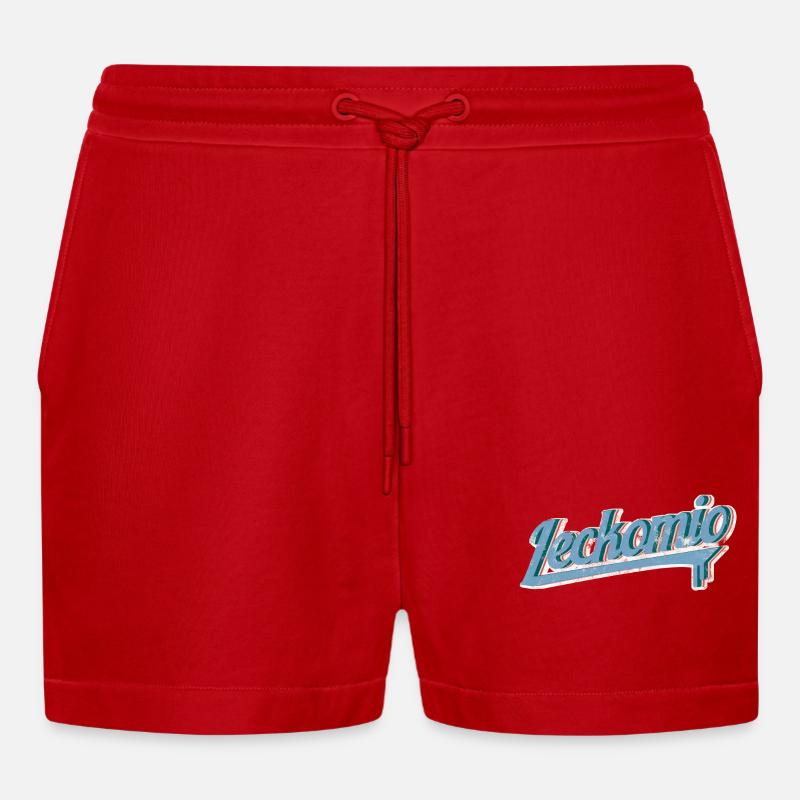 Leckomio - Lustiger Spruch - Eiscreme - Frech - Organic Relaxed Cropped Shorts Made in EU - Rot