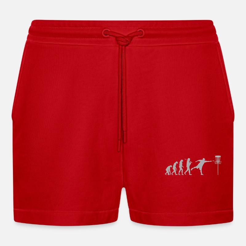 Disc Golf Evolution - Organic Relaxed Cropped Shorts Made in EU - Rot