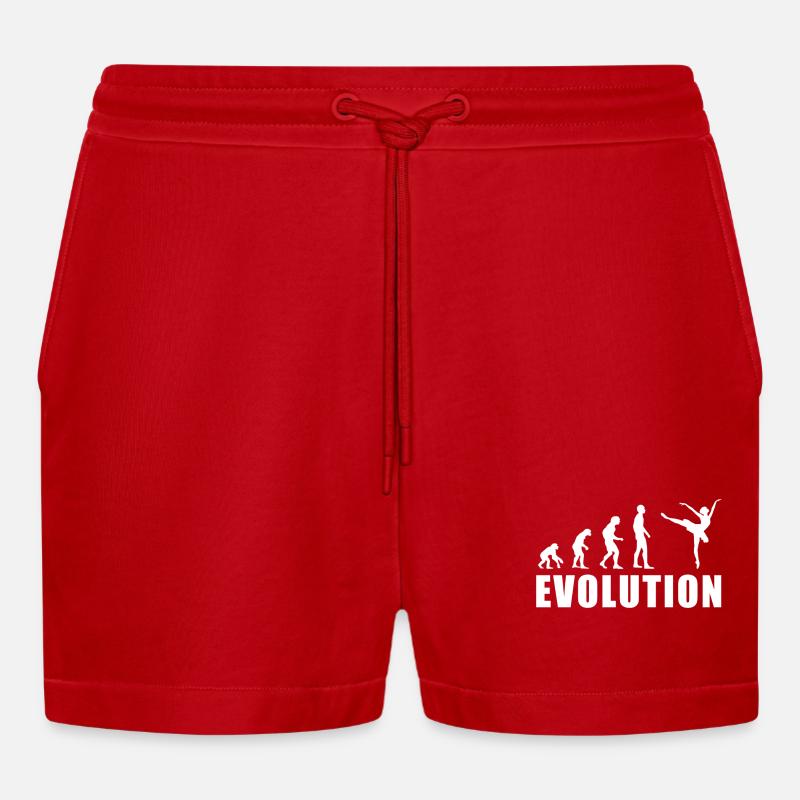 EVOLUTION BALLETT Balletttänzerin Geschenk - Organic Relaxed Cropped Shorts Made in EU - Rot