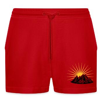 high mountain sun climber holiday vacation - Organic Relaxed Cropped Shorts Made in EU - red - Front