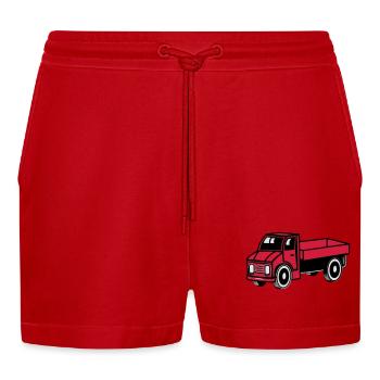 Auto Spielzeug Laster Kipper Truck Lastwagen Fahrz - Organic Relaxed Cropped Shorts Made in EU - Rot - Vorne