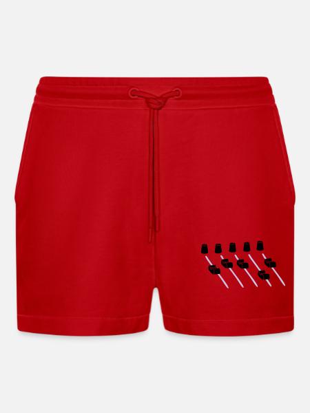 music mixer - Organic Relaxed Cropped Shorts Made in EU - red