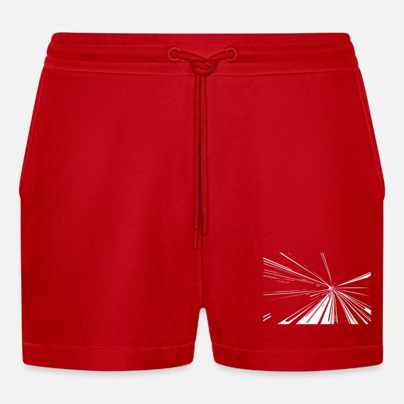 Vector Lines Splash - Organic Relaxed Cropped Shorts Made in EU - red