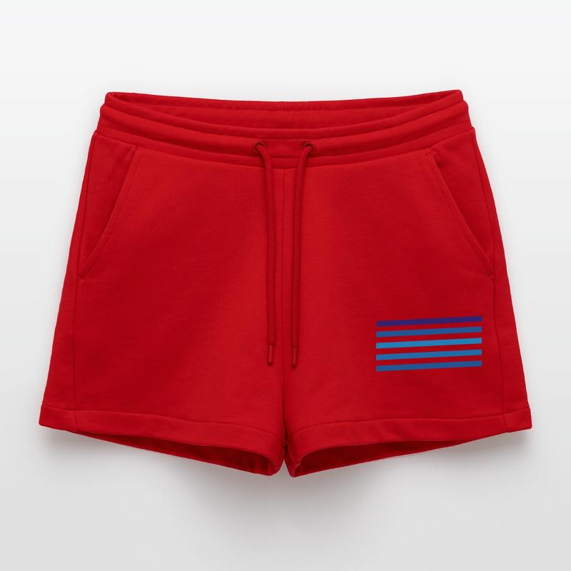 Blue stripes minimal Organic Relaxed Cropped Shorts Made in EU